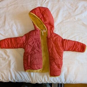 Cat & Jack Red Puffer Jacket with Yellow Lining
